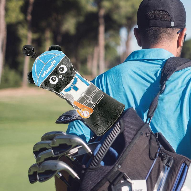 Cute Golf Headcover Golf Club Head Cover For Driver Fairway Hybrid Putter PU Leather Protector Wood Covers Golf Accessories