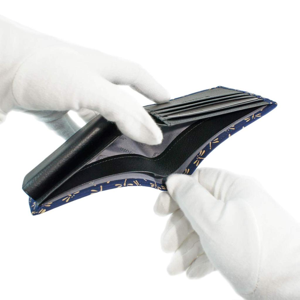 Кошелек Inden с отделениями для купюр и монет, темно-синий с белым узором «стрекоза» [Indenya], размер J, в комплекте, замша, лак, 2006-14-008