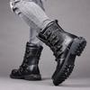 Fashion Mens Motorcycle Boots Leather Boots New Fashion Cowboy Shoes Outdoor Sports Military Tactical Boots Gothic Punk Boots D474