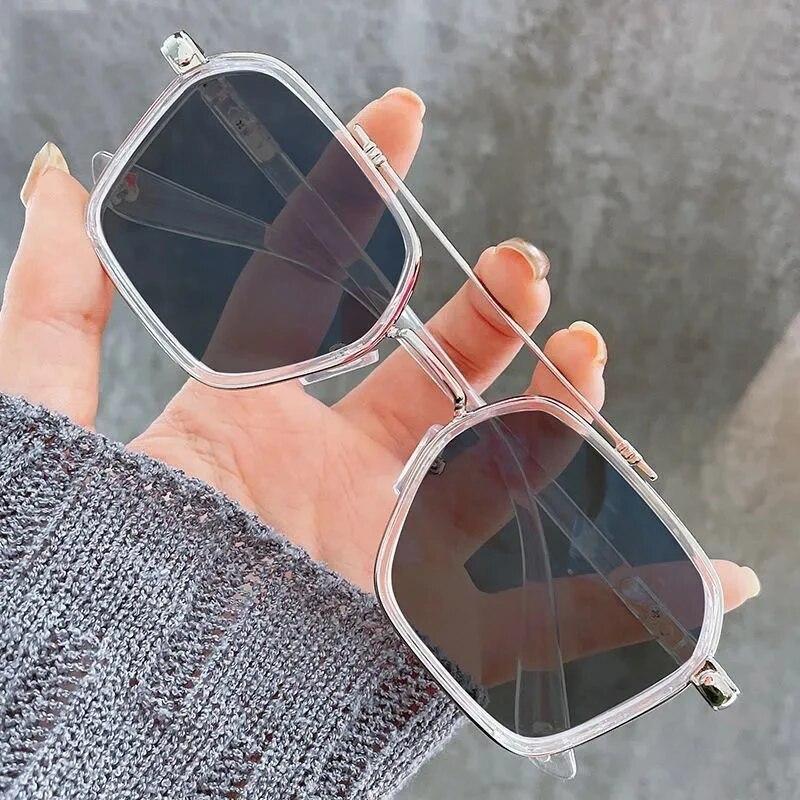 Модные двухлучевые фотохромные очки для близорукости, винтажные очки с блокировкой синего света, женские и мужские солнцезащитные очки для близорукости