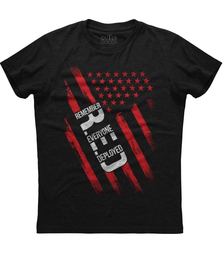 Remember Everyone Deployed, USA Flag Printed Men's New Patriotic Black T-shirt