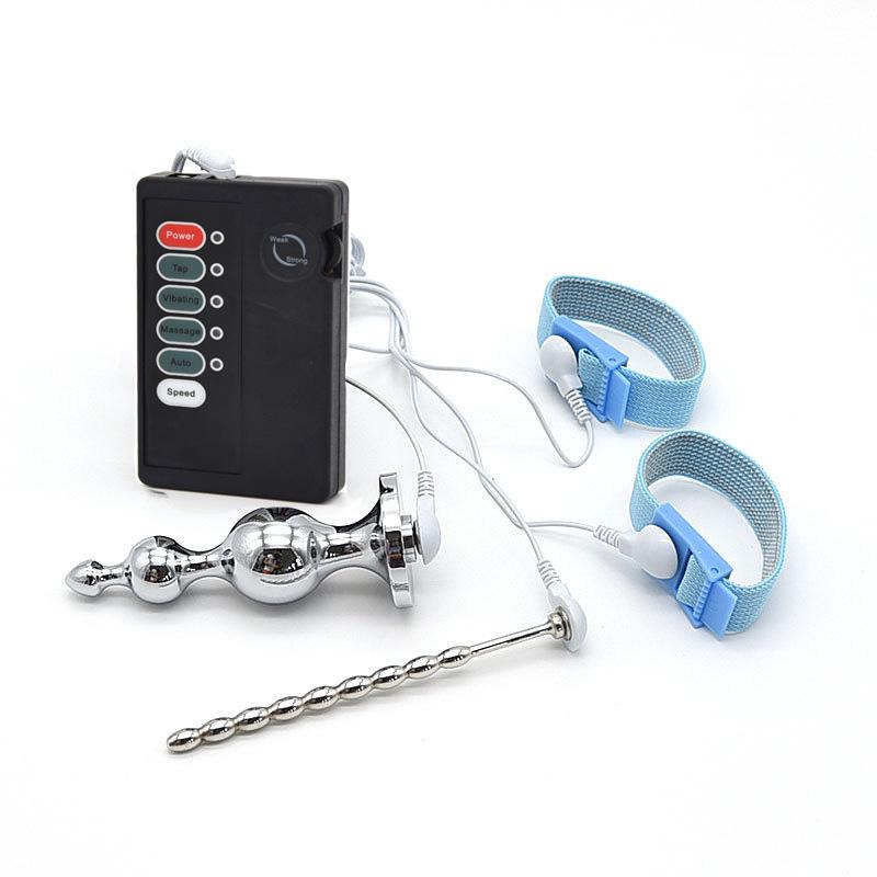 Electric Shock Anal Plug Peni Ring Urethral Plug Sex Toys,Two Output Power Box,BDSM Sexusl Electrostimulator For Men Masturbator
