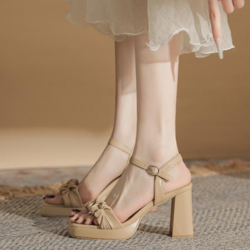 Модные 8,5 см Сладкие Удобные Женские Сандалии 2025 Лето Мода Мягкая Кожа Сандалии на Платформе Элегантные Высокие Каблуки Модель Вечерние Женские Сандалии