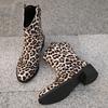 Современные ботинки на квадратном каблуке с щиколоткой, зимняя женская обувь без застежек, распродажа 2024 года, высококачественные лаконичные женские ботинки с острым носком в леопардовом стиле)