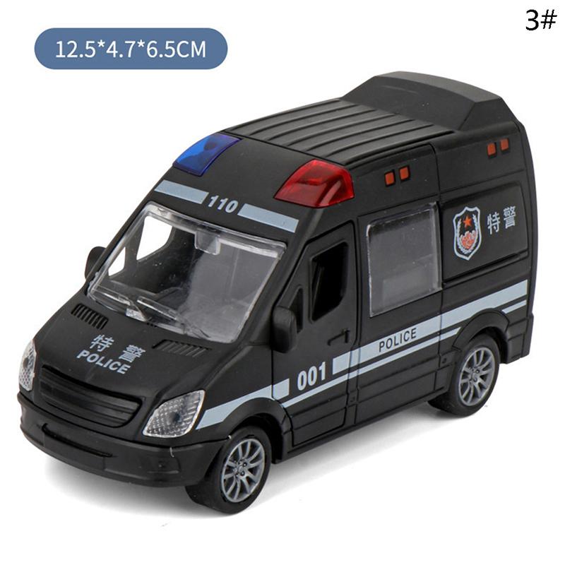 Hospital Rescue Ambulance Police Metal Cars Model Pull Back Sound And Light Alloy Diecast Car Toys For Children Boys Gifts
