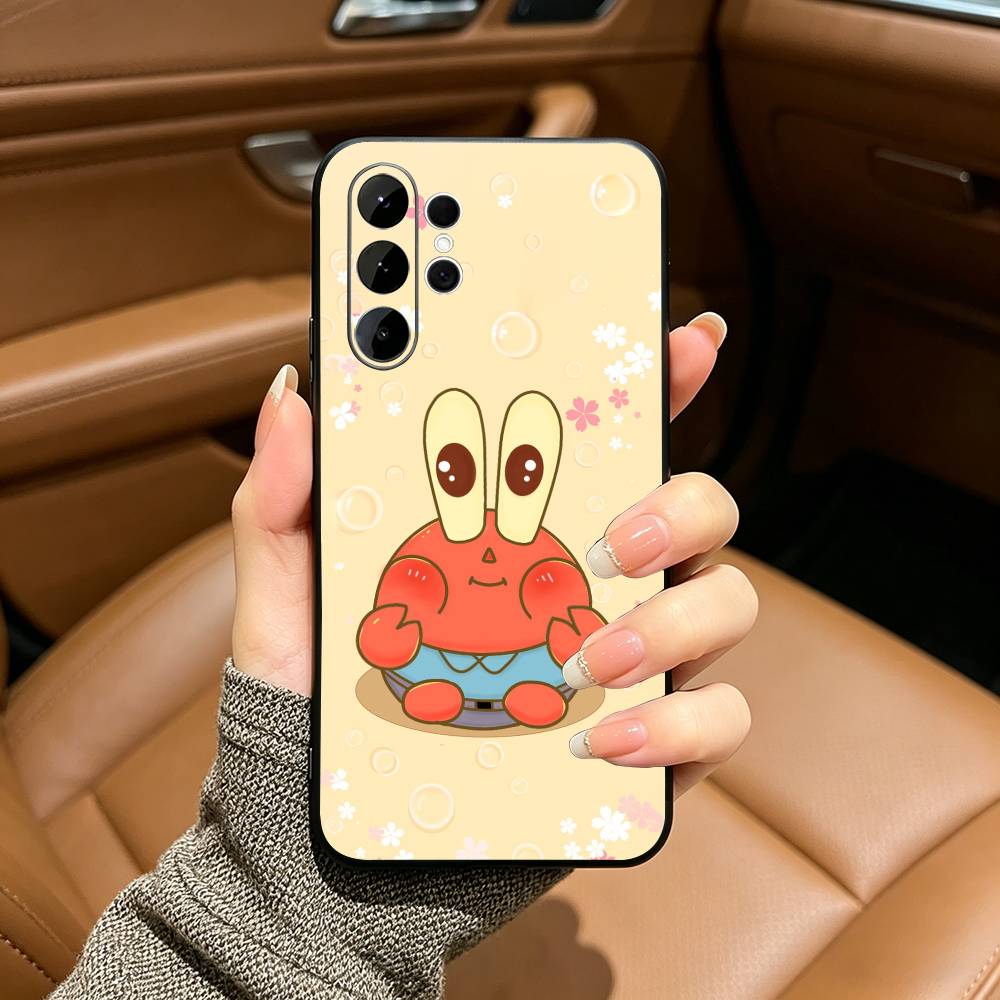 Comedy Animation- SpongeBob-S- SquarePants Phone Case For Samsung S25,S24,S21,S22,S23,S30,Ultra,S20,Plus,Black Soft Silicone