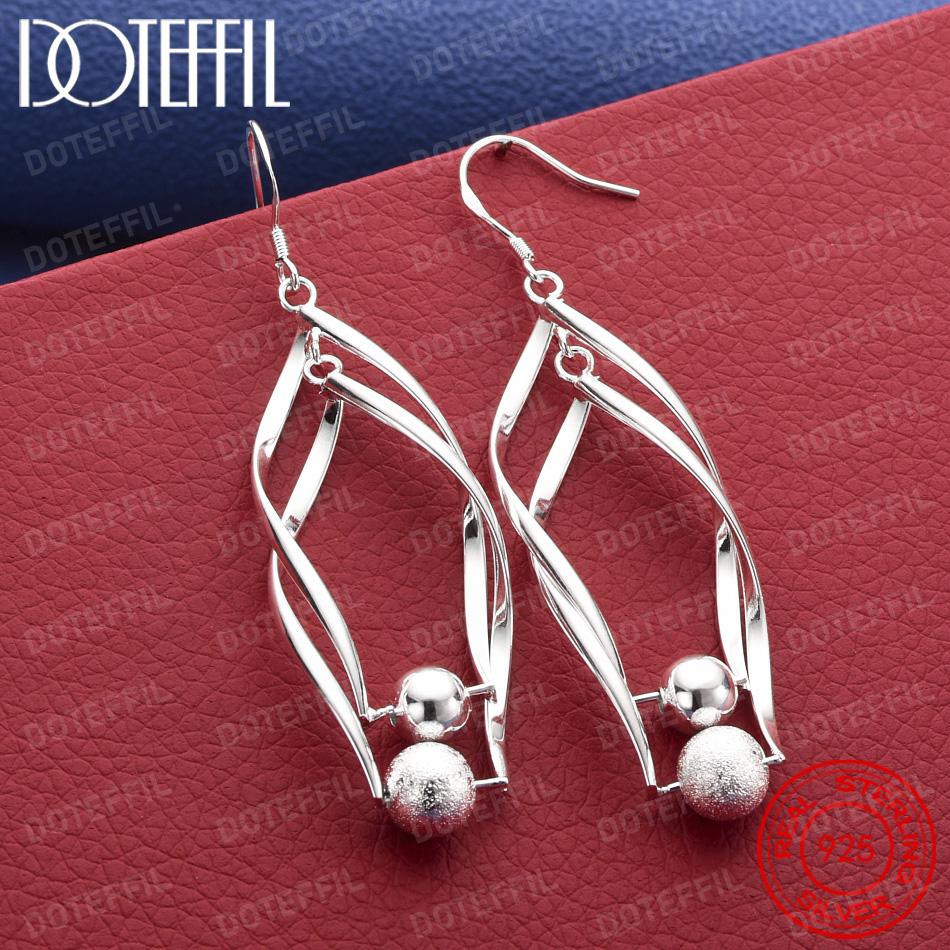Xiaomi 925 Sterling Silver Delicate Twisted Bead Earrings for Women, Fashionable Wedding Party Gift Jewelry