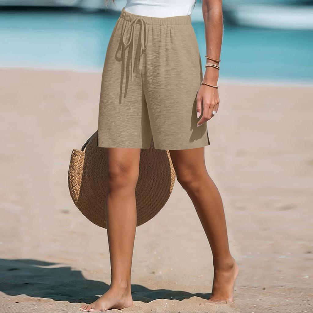 Women's Loose Straight Drawstring Pocket Casual Shorts