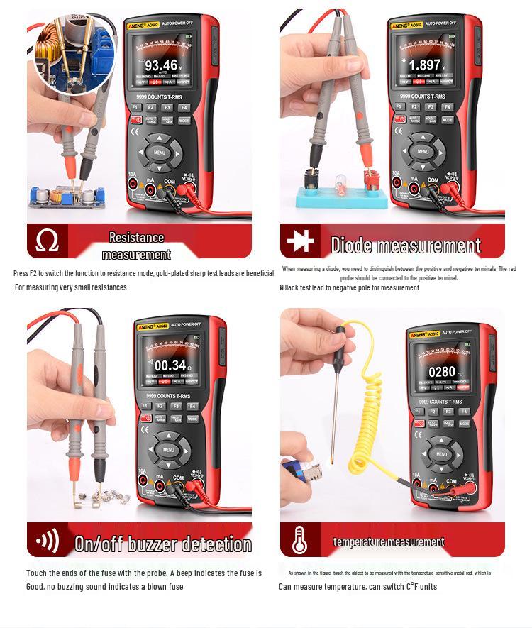 ANENG AOS02 Handheld Smart Digital Oscilloscope & Multimeter with Anti-Burn Protection and High-Precision Multifunctional Color Screen