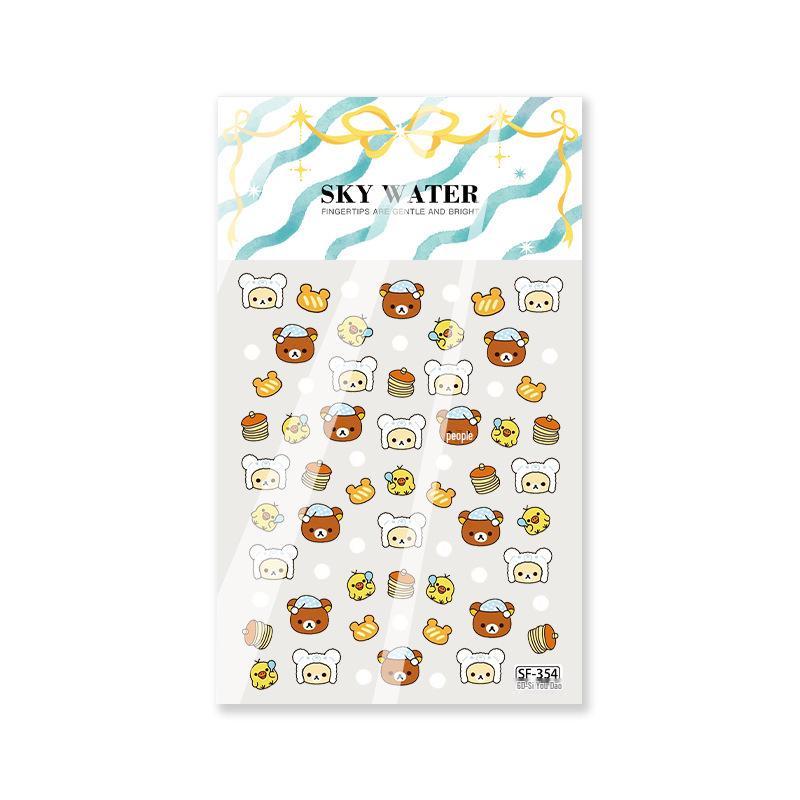 Зимние наклейки Rilakkuma 3D, мультяшные, тисненые, водостойкие, декоративные, для ногтей и ручек