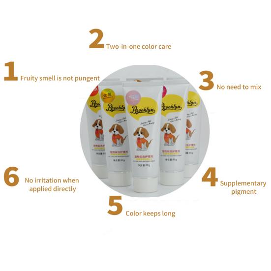 80г Полуперманентный крем-краска для питомцев Высокопигментированный Цветной Яркий цвет волос для собак