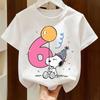 Kawaii Snoopys Kids T-Shirt Anime Digit 1-9 Cotton Short Sleeve Summer Top for Boys & Girls Children Birthday Gift