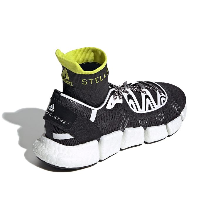 Stella McCartney x adidas Climacool Vento Черно-белые женские кроссовки Облачно-белые Кислотно-желтые Основной черный FZ3014