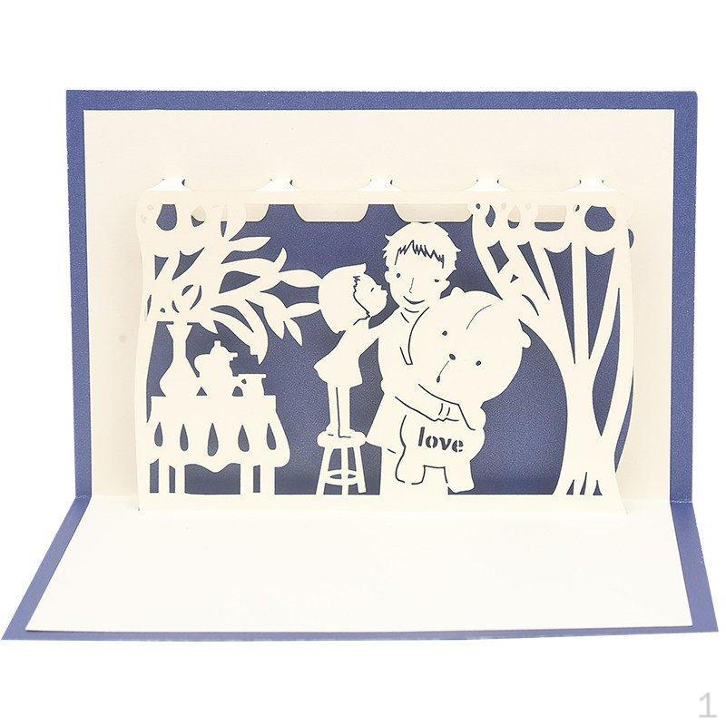 3D PopUp Открытка на День Отца с Конвертом, Креативный Подарок на День Рождения Папы 13x18 см Синяя