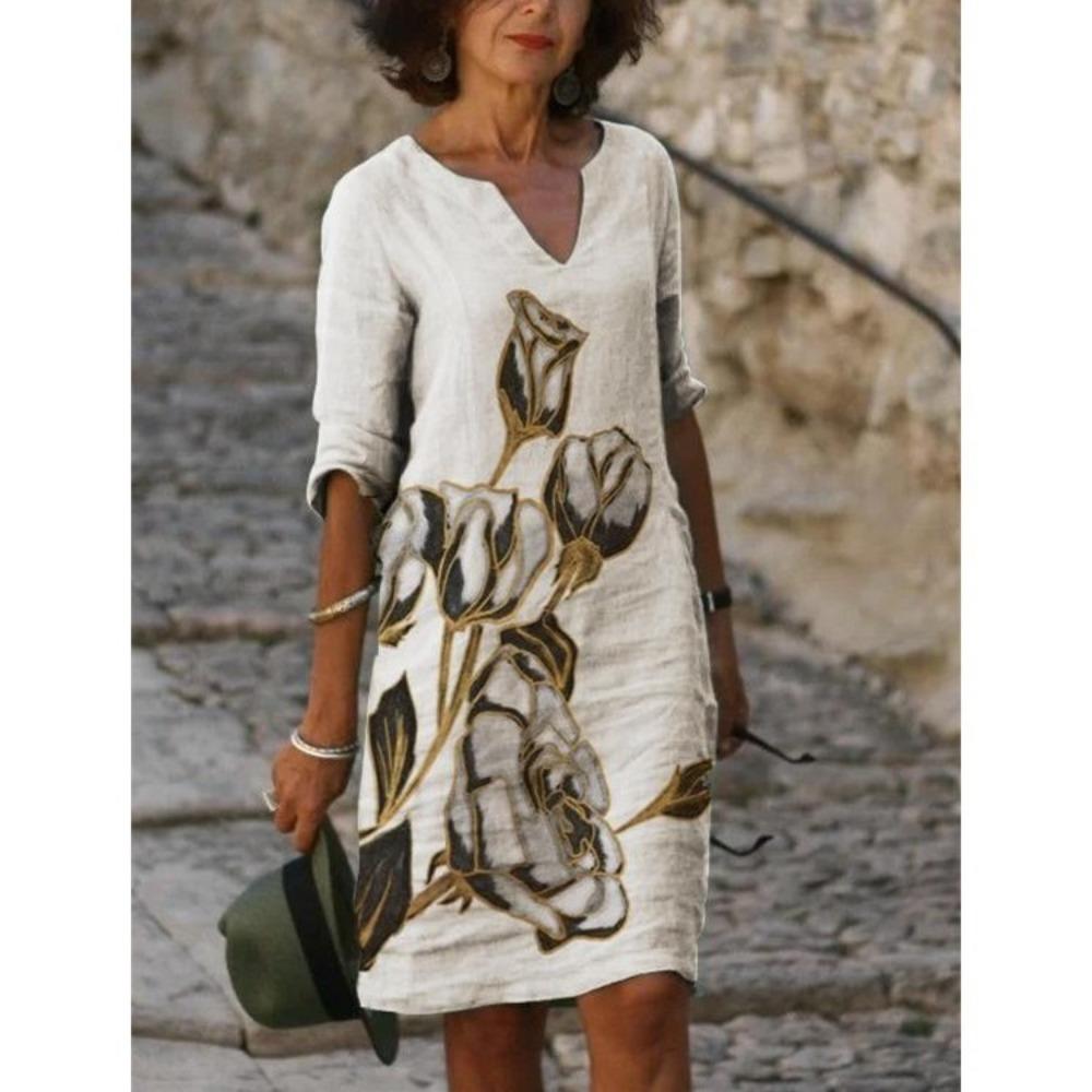 JPNTKY Women's Fashion Summer Spring Short Sleeve V-Neck Casual Dresses