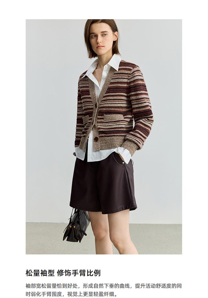 LILY loose contrasting striped knitted cardigan