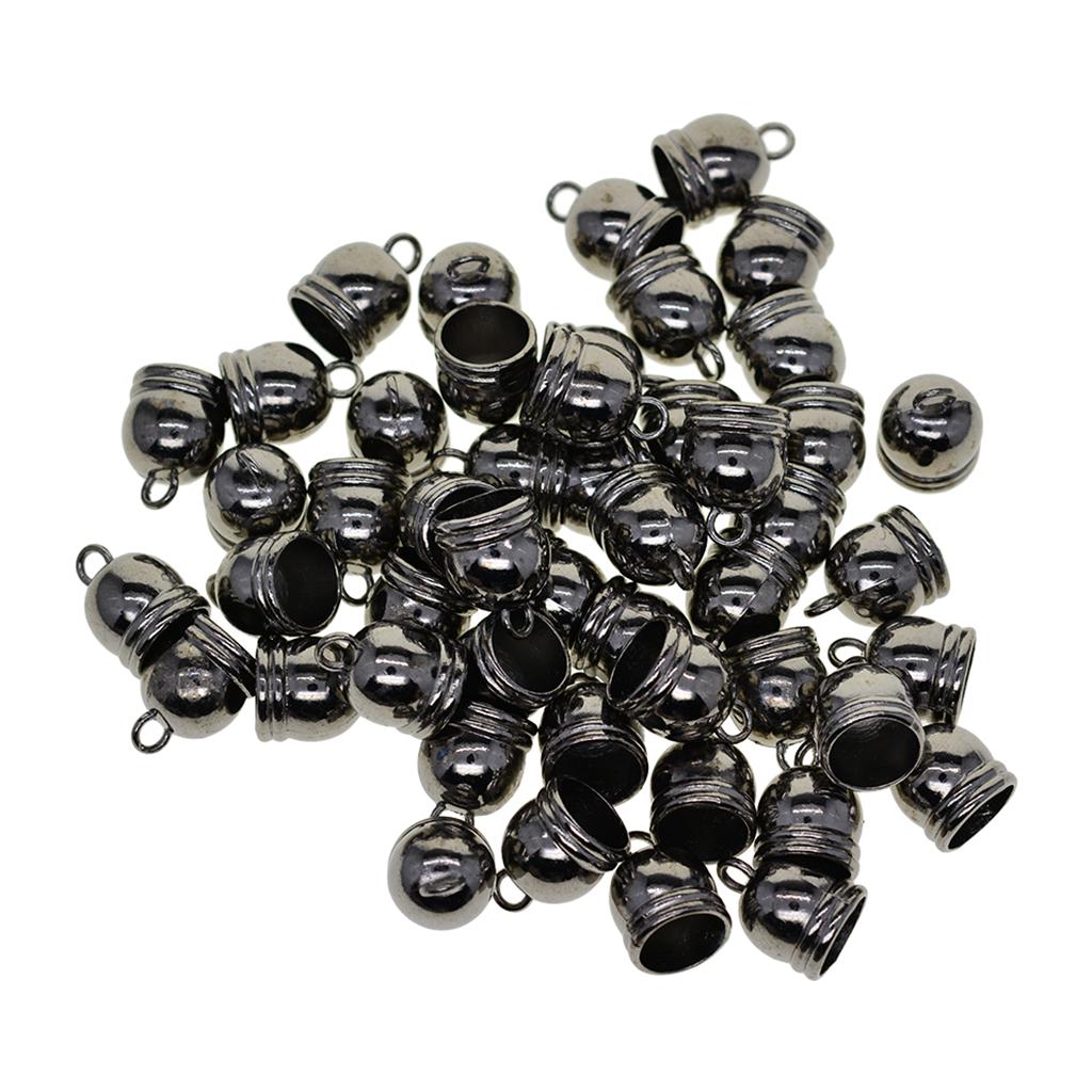 50pcs Cap Bell 10mm End Mesh Kumihimo Cord Tassel Diy Making Black