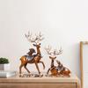 2 Pieces Reindeer Statue Animal Sculpture Fine Workmanship Feng Shui Ornament Resin Deer Figurine