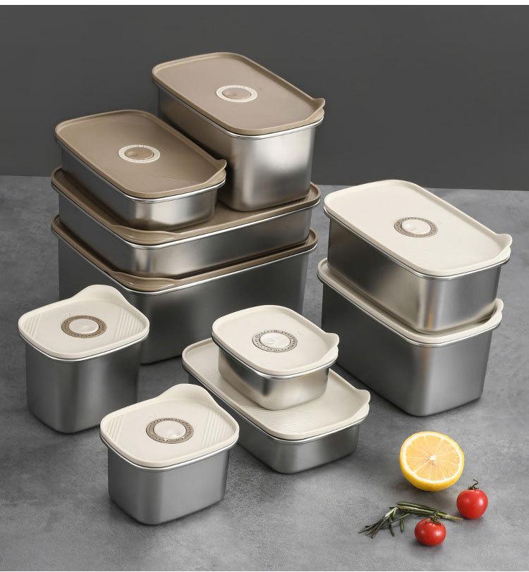 Japanese Style Stainless Steel Bento Box with Lid - Fresh-Keeping, Portioning, and Freezer Storage