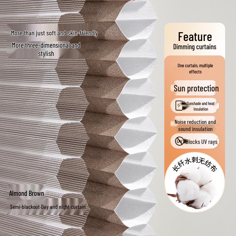 Punch-Free Day & Night Honeycomb Blinds: Heat-Insulating Full Light-Blocking Curtains for Bedroom, Living Room, and Study