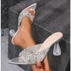 Fashion New Fashion Sequin Slip Flops 2025 Summer New Style Thin Heeled High Heeled Outwear Fashion Sandals Women's Slippers