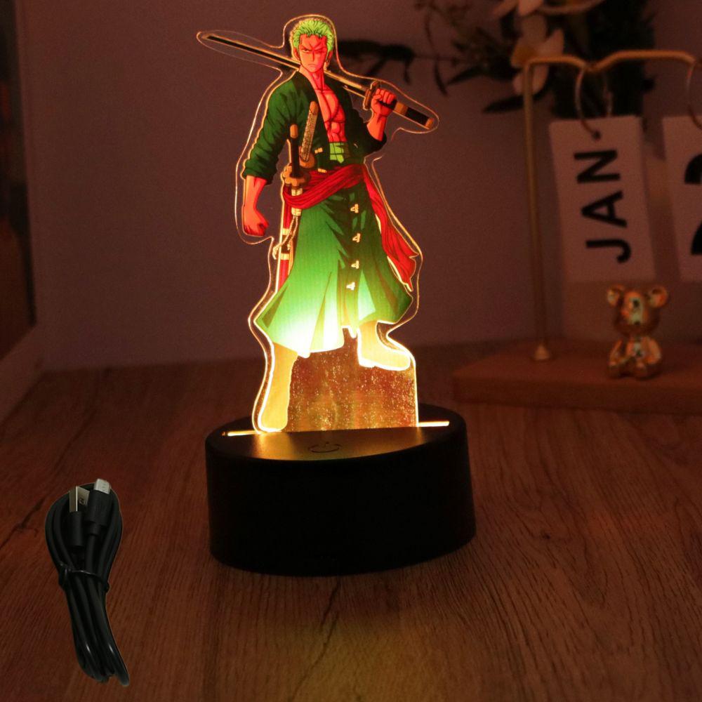 Аниме Фигурки Новая 3D Лампа 16см One Piece Луффи Зоро Умный Сенсорный Светодиодный Ночник Домашний Декор Комната Детский День Рождения Модель Игрушки Подарки