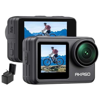 Экшн-камера AKASO Brave 7 LE, 4K 60FPS, 20 МП, водонепроницаемость IPX7, водонепроницаемость 40 м, подводная камера, 6-осевая стабилизация изображения, двухцветный экран, Tou