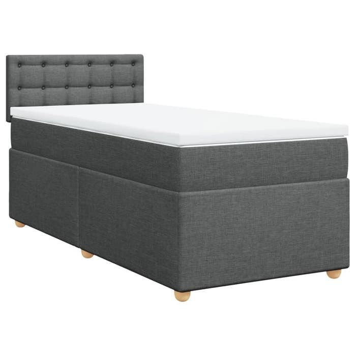 Maison Exclusive - Sommier à lattes de lit avec matelas Gris foncé 80x200 cm Tissu