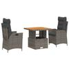 VidaXL Ensemble à Manger de Jardin avec Coussins 3 pcs, Table de Terrasse, Meubles de Patio, Mobilier d'Extérieur, Gris 3277457