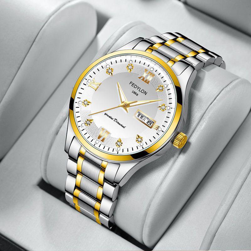 Немеханические часы с инкрустированными бриллиантами, светящиеся, полностью автоматические кварцевые часы, водонепроницаемые, позолоченные часы