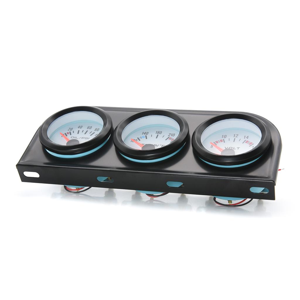 3 In 1 52mm Car Meter 100-250℉ Water Temp Meter 12V Gauge 8-16 V Voltage 0-100 Psi Oil Pressure Meter Temperature Sensor 10mm