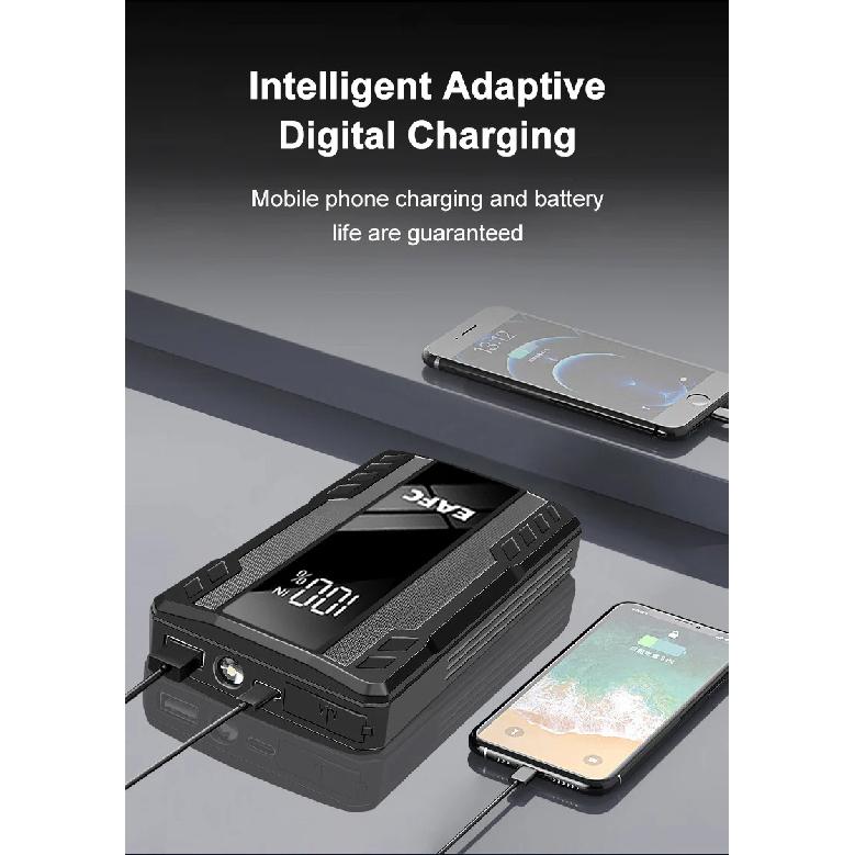 Пусковое устройство 1000А Power Bank Аккумулятор Портативное зарядное устройство 12В Беспроводная зарядка ЖК-экран PowerBank12V Стартер для автомобиля Усилитель