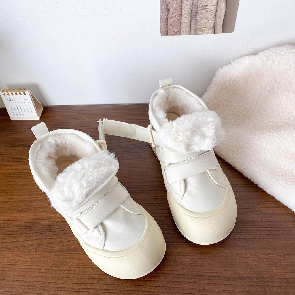 Зимние плюшевые теплые женские сноубутсы, высокие, с круглым носком, на массивной подошве, женская обувь 2025, новинка, по акции, водонепроницаемая, нескользящая обувь