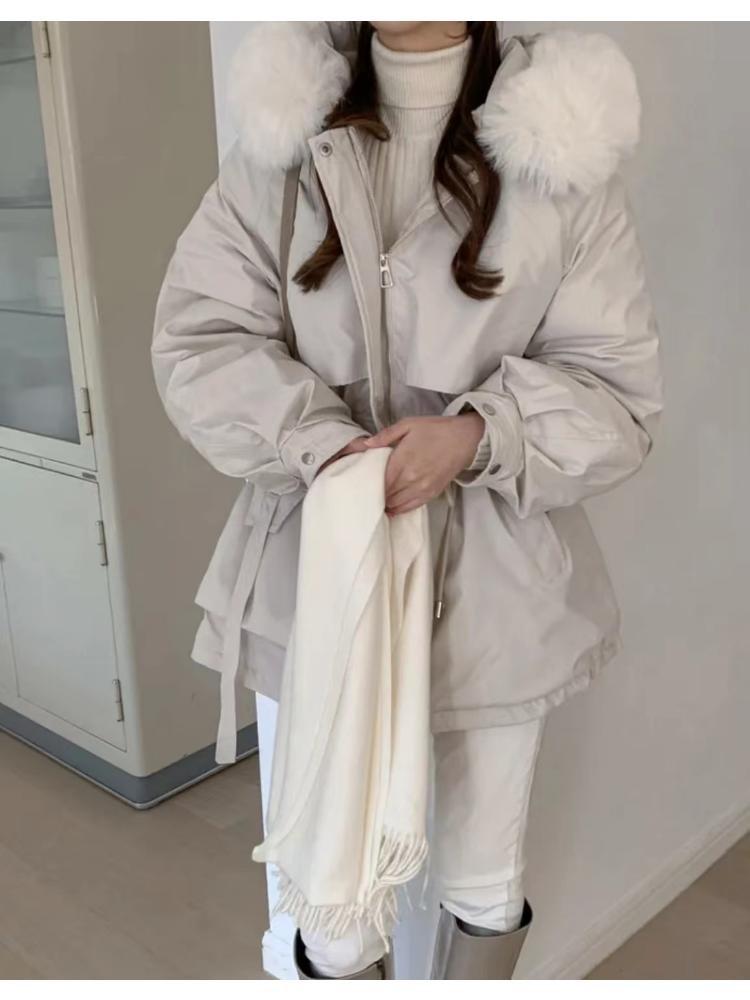 New Design Winter Korean Fashion Women Overcoat Vintage Aesthetic Loose Thick Coat Female Hoodie Casual Warm Elastic Waist Long Sleeve