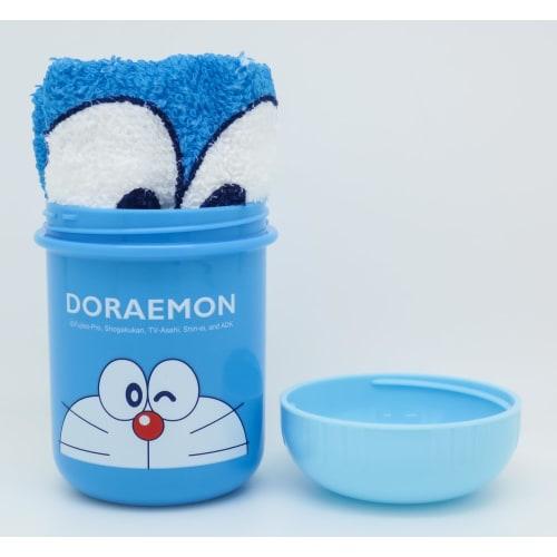 OSK Doraemon Hand Towel Set, Antibacterial, Made in Japan, OC-1 Blue (Case Size: 6.3cm Diameter x 9.1cm Height, Hand Towels: 32cm x 29cm)