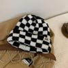 Chessboard Knitted Hat Women's Autumn and Winter Niche Big Head Circumference Wool Hat Showing Face Small Christmas Hat