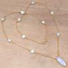 Necklace Moonstone Feceted Gemstone HandmadeAntique Silver Jewelry 26''