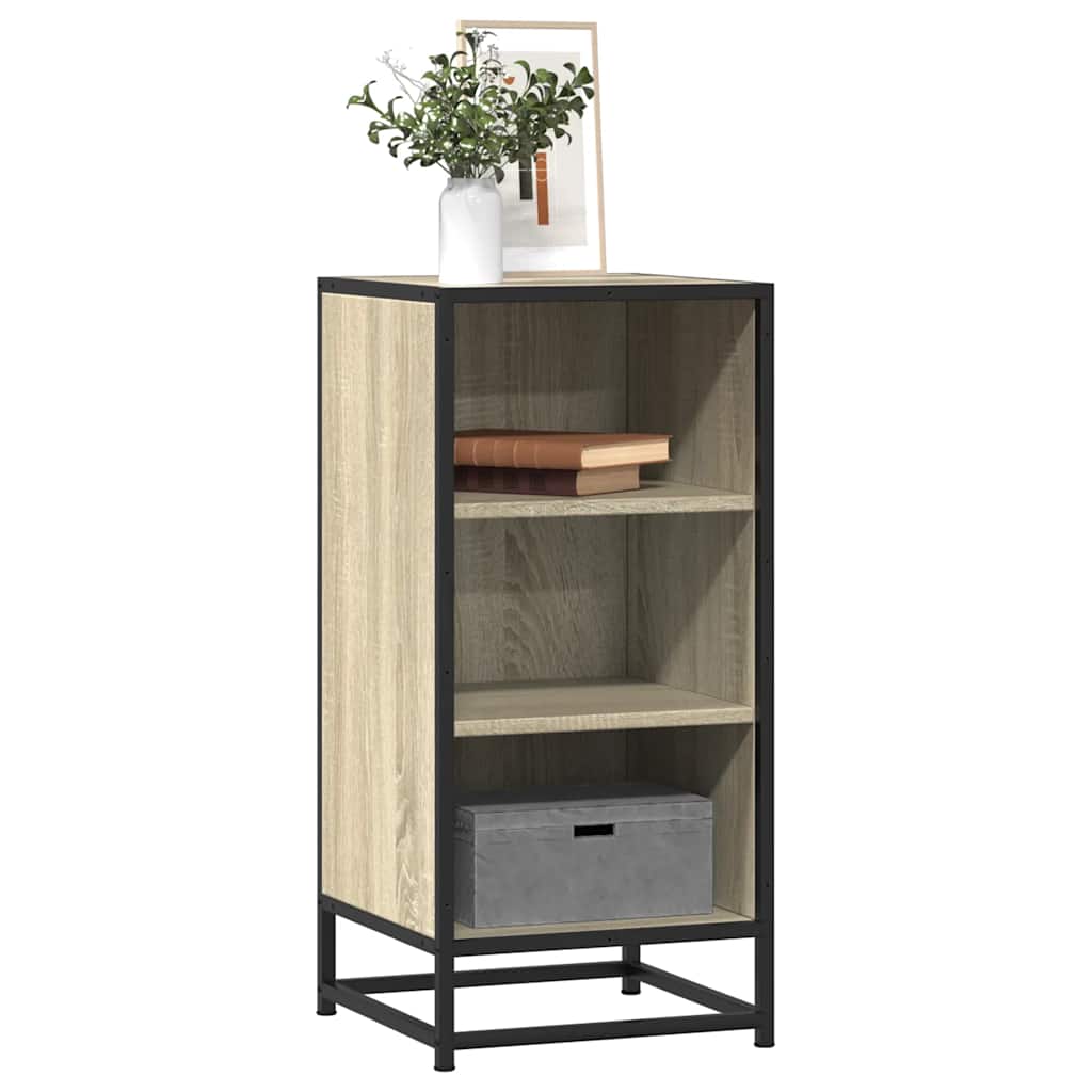 Sideboard in Sonoma Oak Finish 14 x 13.8 x 29.9 in (35.5 x 35 x 76 cm) Made of Engineered Wood and Metal