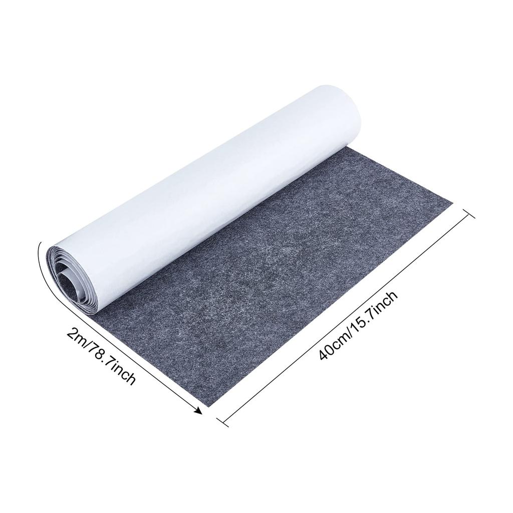 BENECREAT 2m x 40cm Felt 1mm Dark Felt for Jewelry Drawer Box Costume Protective Sheet Sheet, Thick, Gray, Self-Adhesive Fabric, Adhesive, Liners,