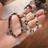 Нишевый браслет из натурального камня, женский плетеный из бусин, ретро изысканный браслет с колокольчиком, аксессуары в стиле холодного ветра