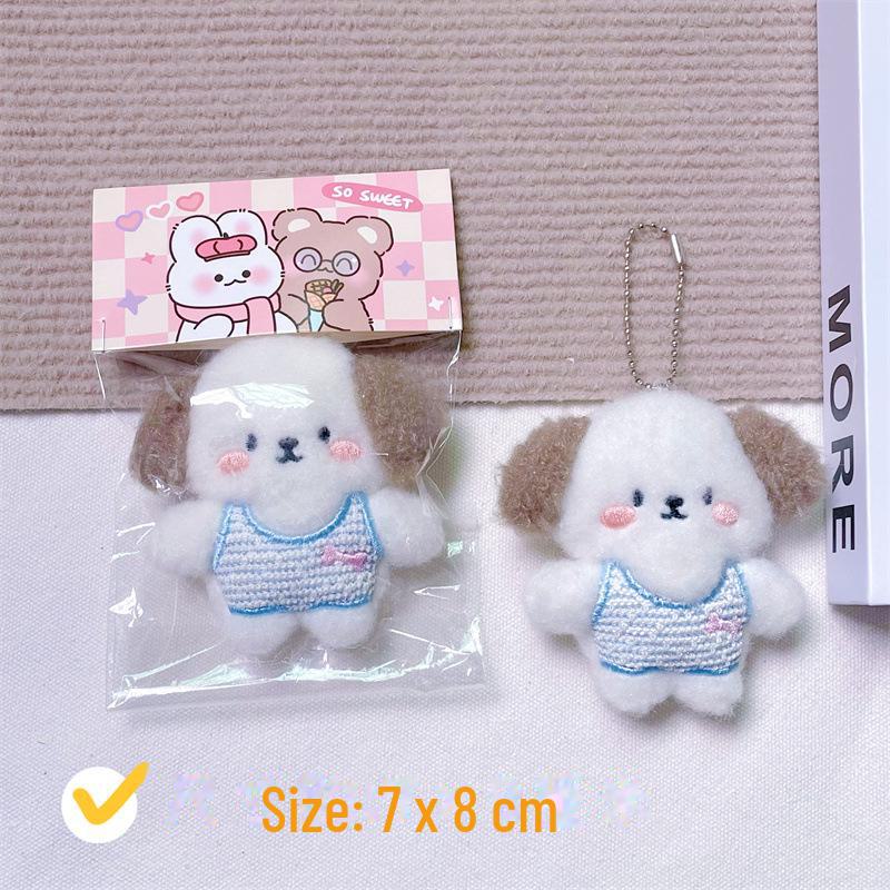 Брелок-подвеска в виде плюшевого мультяшного щенка с пищащим звуком, костью, креативной брошью и аксессуарами для волос