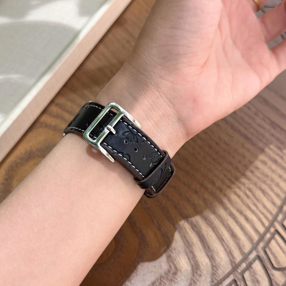 Slim Four Leaf Clover Leather Band for Women for Apple Watch Series 12 11 10 SE1 2 3/Ultra4 3 2 1 38-49mm