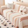 Europe Striped Sofa Towel Thick Cover Cloth Chenille Jacquard Universal Tassel Sofa Cover Anti Slip One Piece Backrest Towel