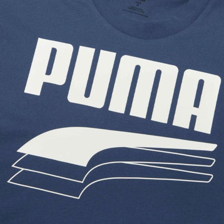 Puma Rebel Casual Sports Letter Print Crew Neck Short Sleeve T-Shirt Men Tops Deep-Denim-Blue 583867-43