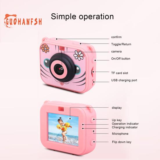 1 комплект детской камеры - водонепроницаемость 30 метров, HD-совместимость 1080P, забавная фоторамка, расширение памяти 32 ГБ, экран 2,0 дюйма, развивающие игры, детская камера