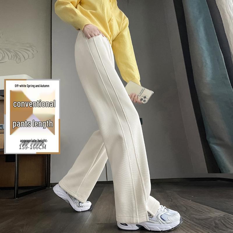 Женские широкие спортивные брюки из овечьей шерсти, осенне-зимние зауженные прямые, высокие плюс бархат, очень длинные, верхняя одежда хлопковые брюки.