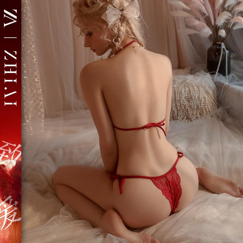 Сексуальное нижнее белье сексуальное искушение трехточечное не показывающееся молоко чистое кружевное бикини горячее полое прозрачное