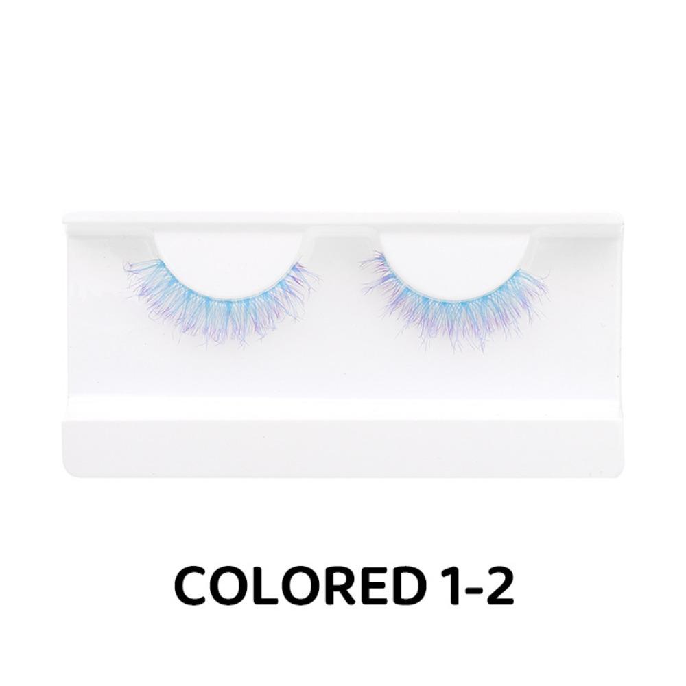 1/3 Pairs Blue Pink Fake Lashes Natural Long Eye Lashes Colorful Eyelashes  for Women Girls and COS