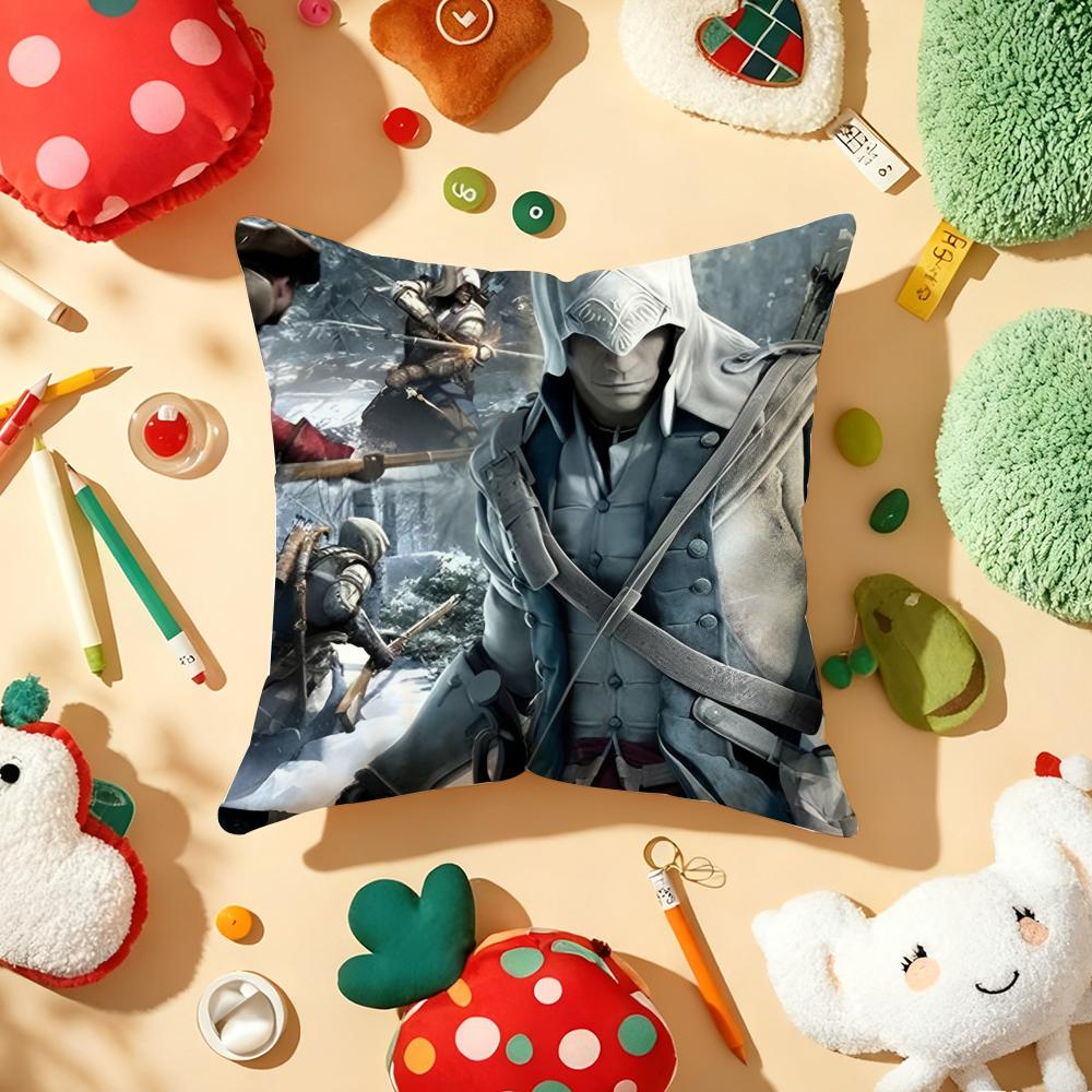 A-Assassins C-Creed Игровая Наволочка Плюшевая Ткань Мягкая Двусторонняя Печать Диванная Теплая Зимняя Домашний Подарок Наволочка