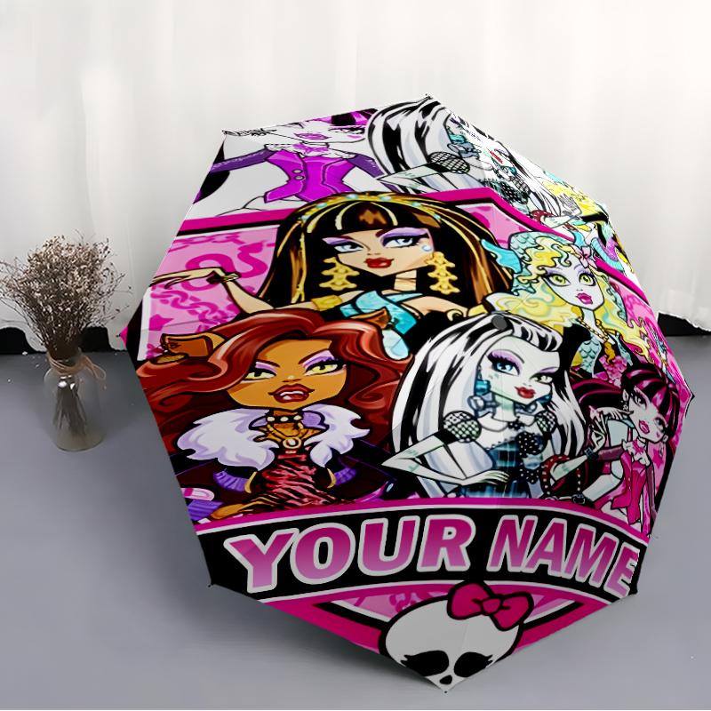 Personalized Name Monster High Draculaura Print Umbrella - Automatic Open/Close, Eight-Rib Durable Frame, Automatic Folding Umbrella